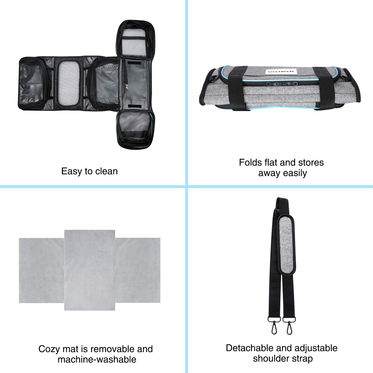 Airline Approved Pet Carrier, Large Soft Sided Pet Travel TSA Carrier 4 Sides Expandable Cat Collapsible Carriers with Removable Fleece Pad and Pockets for Cats Dogs and Small Animals - Image 8