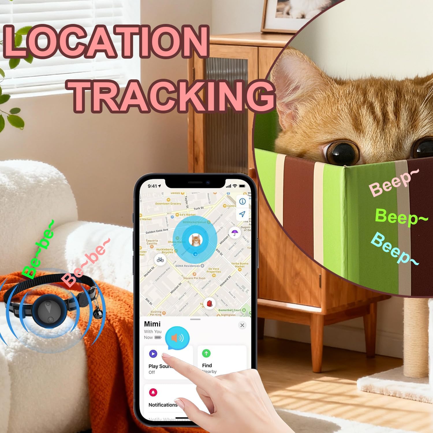 Pet GPS Tracker Collar for Cats,Mini GPS Dog Tracker,No Monthly Fee Location,Smart Pet Activity Tracker,Works with Apple iOS Find My,IP67 Waterproof Finder Tag Global Tracking - Image 7