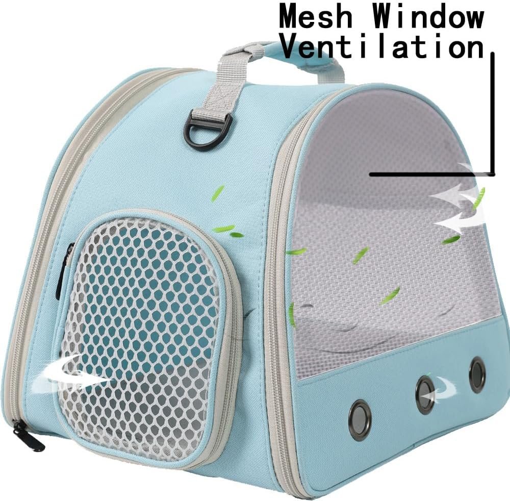 Ventilation Cage,Bearded Dragon Travel Carrier,Guinea Pig Carrier,Guinea Pig Bag for 2,Reptile Travel Carrier for Lizards Sugar Glider Hedgehog Rat Parrot Birds,Airline Approved (Blue, Mesh Carrier) - Image 5