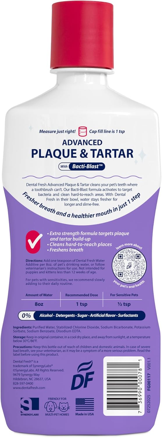 Dental Fresh – Advanced Plaque & Tartar Support Water Additive for Dogs & Cats – Helps Freshen Breath and Clean Teeth Without Brushing – 17 fl oz - Image 8