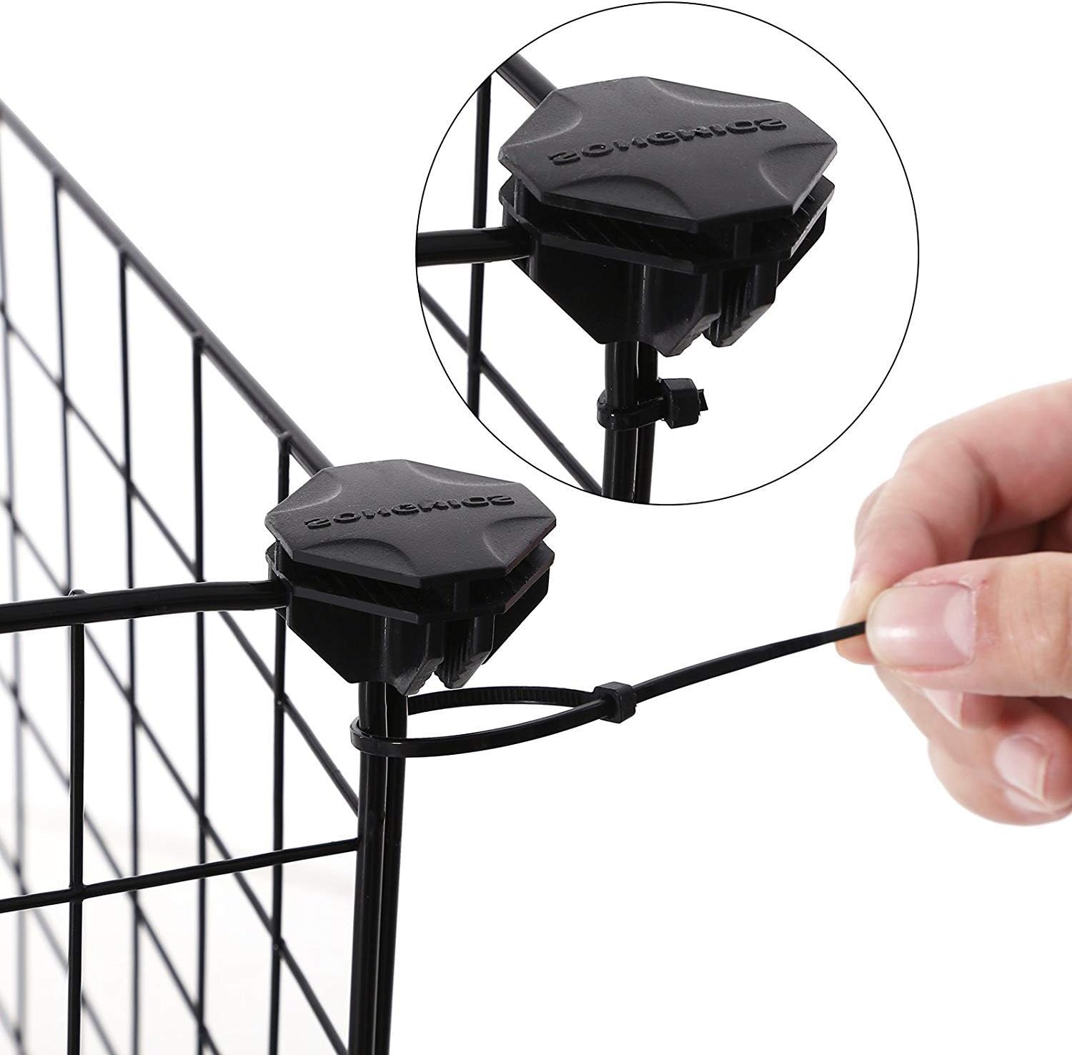 SONGMICS Pet Playpen, Small Animal Playpen, Rabbit Guinea Pig Cage, Zip Ties Included, Metal Wire Apartment-Style Two-Story Pet Premium Villa for Bunnies Puppies, Indoor Use, Black ULPI02H - Image 6