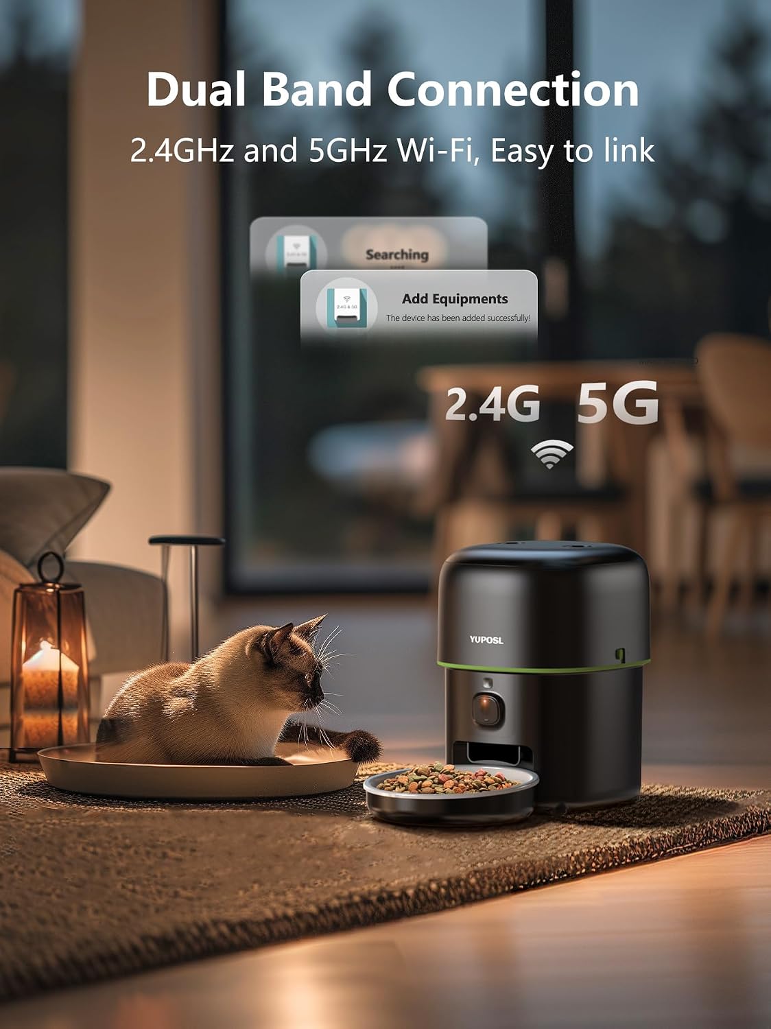 Automatic Cat Feeder with Camera - 5G WiFi Auto Cat Food Dispenser, 1080P HD Video with Night Vision, 1-15 Meals, 1-99 Portions, 2-Way Audio, Keeps Food Fresh, Timed Pet Feeder Also for Dogs - Image 6