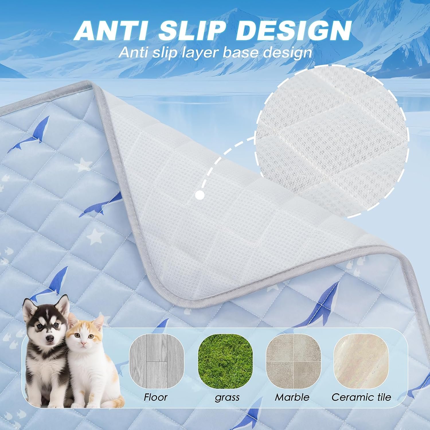 Cooling Mat for Dogs, Cooling Mat for Cats, Breathable Gel-Free, 21 x 27 In | Cooling Fabric, No Electricity or Freezing, Non-Slip Base, Washable and Foldable for Crates, Car Seats, Pet Beds and Travel - Image 4