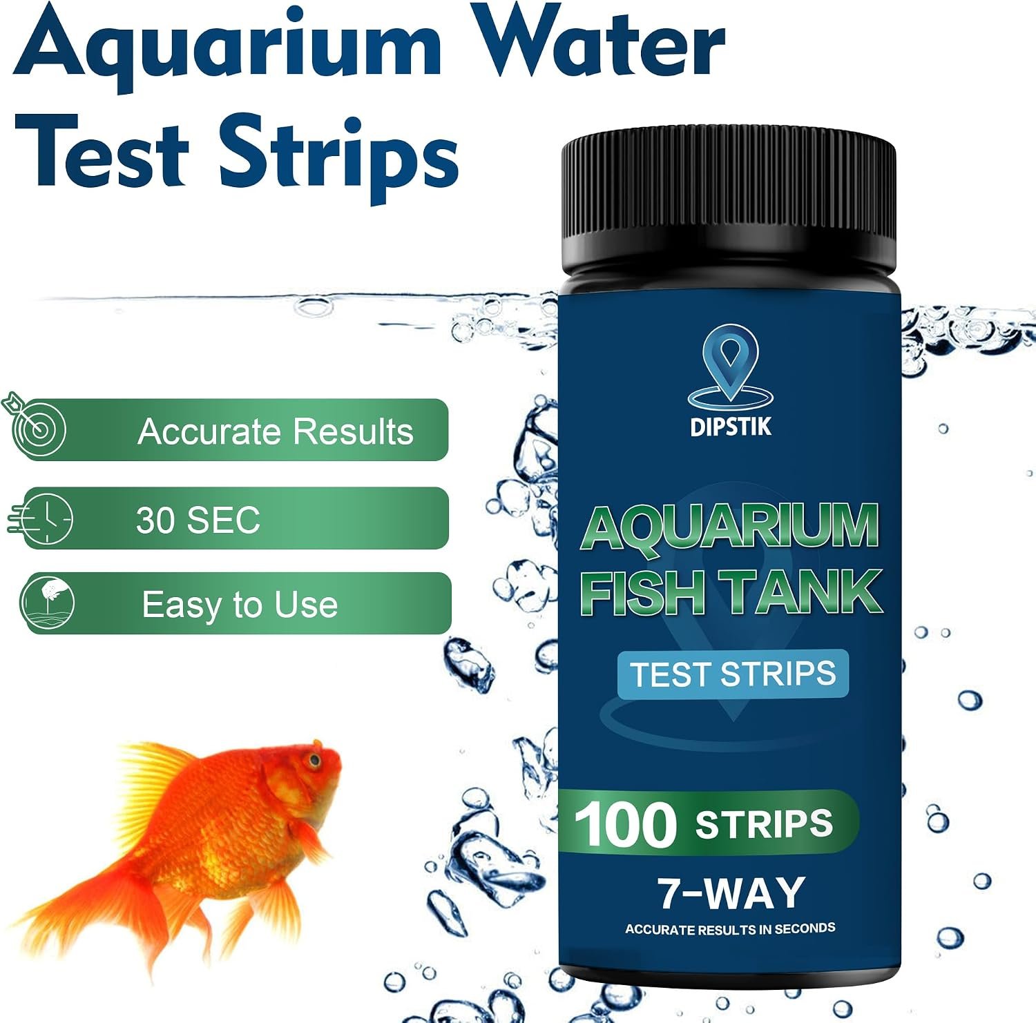 Aquarium Test Strips,7-Way Freshwater Saltwater Fish Tank Pond Test(100ct) | Nitrate, Nitrite, Chlorine, Hardness, Alkalinity, Carbonate, pH - Image 3