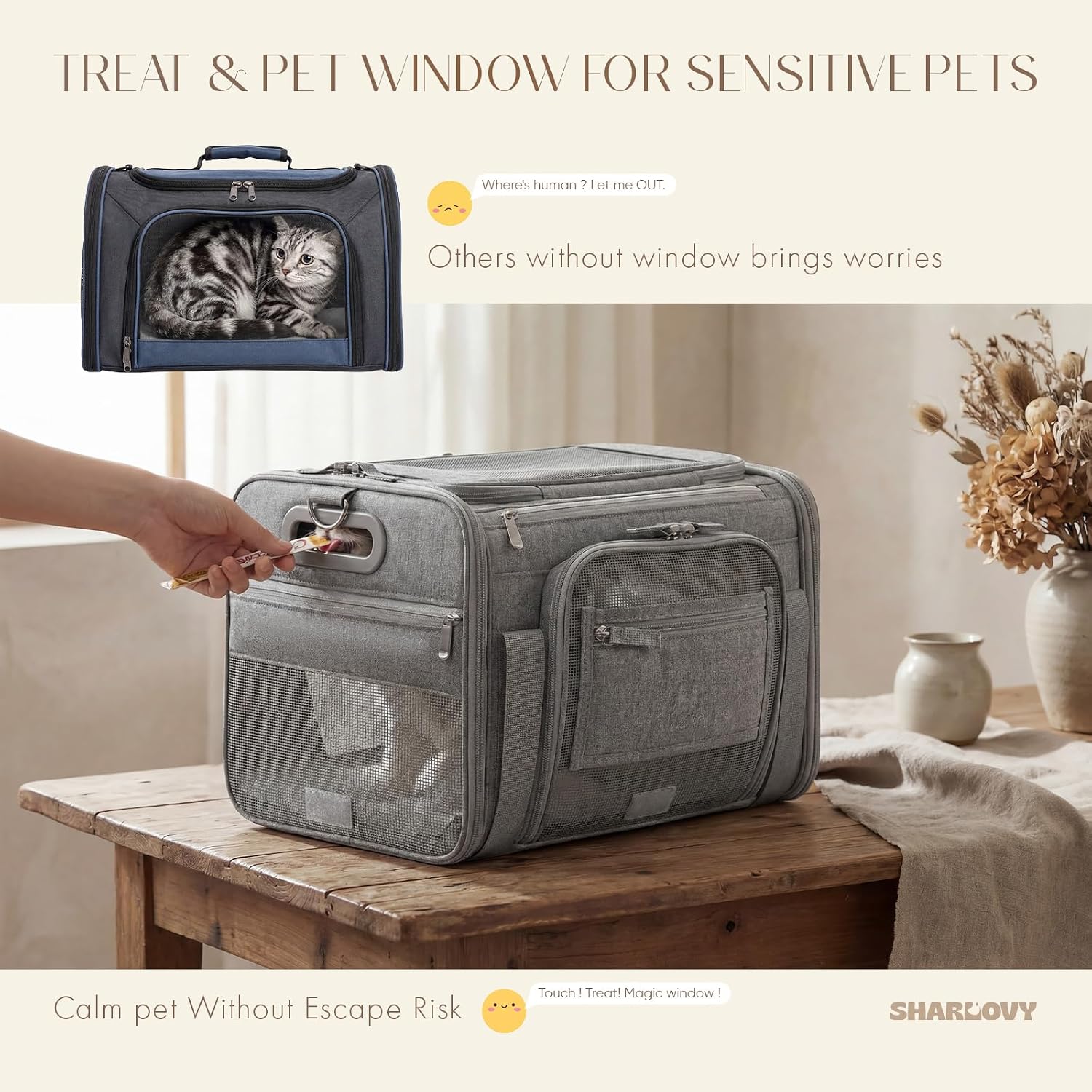 Top-Expandable Pet Carrier with Treat & Pet Window,18x13x9.5 Inch Southwest Frontier Airline Approved,Soft-Sided Dog Carrier for Small Dogs and Cats,Travel Cat Carrier with Locking Safety Zippers - Image 2