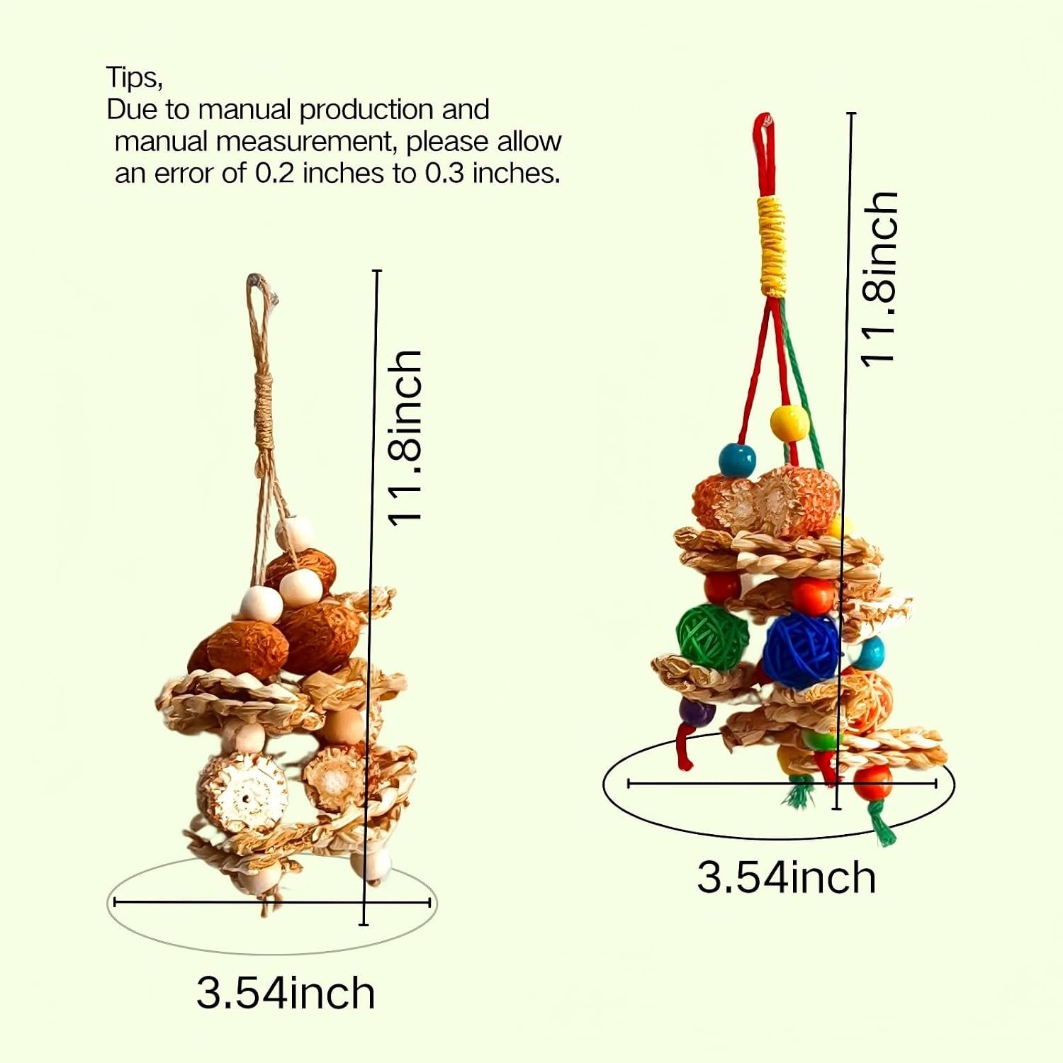2pcs Bird Toys for Parakeets,Foraging Toys for Birds Parrot Chewing Hanging Toy,Bird Cage Toy for Conure Cockatiel Budgies Lovebird - Image 2