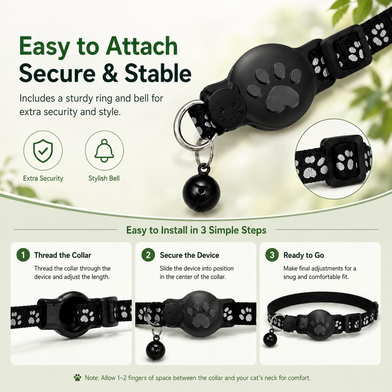 GPS Tracker for Cats, Cat Collar with Tracker for Android Users – No Monthly Fee, Google Find Hub Cat GPS Tracker Collar, IP67 Waterproof, Replaceable Battery Lasts 1 Year (Not Standalone GPS) (Black) - Image 9
