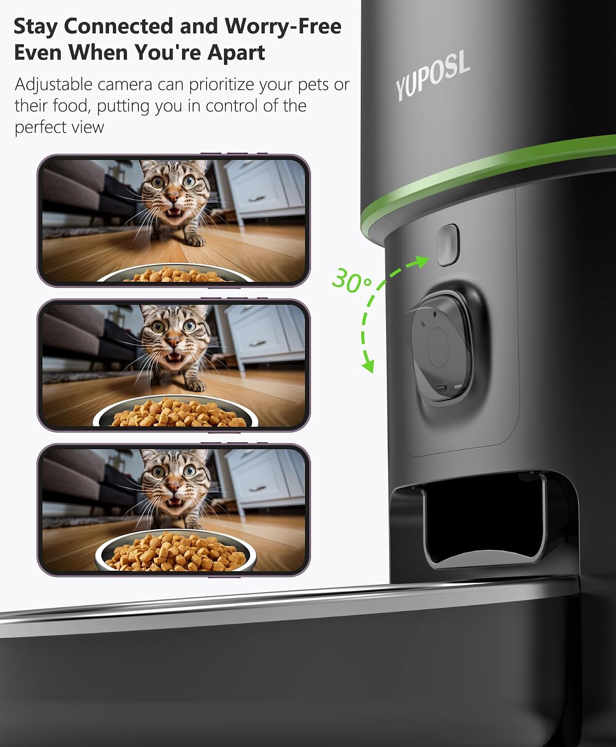 Automatic Cat Feeder with Camera - 5G WiFi Auto Cat Food Dispenser, 1080P HD Video with Night Vision, 1-15 Meals, 1-99 Portions, 2-Way Audio, Keeps Food Fresh, Timed Pet Feeder Also for Dogs - Image 7