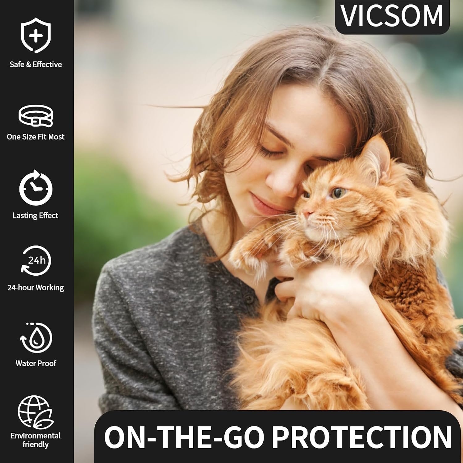 VICSOM Flea Collar for Cats, Flea and Tick Prevention for Cats, 4 Pack | 32 Months Total, Flea and Tick Treatment Collar For Cats And Kittens, Waterproof Adjustable Collars, Unscented, Black Grey - Image 6