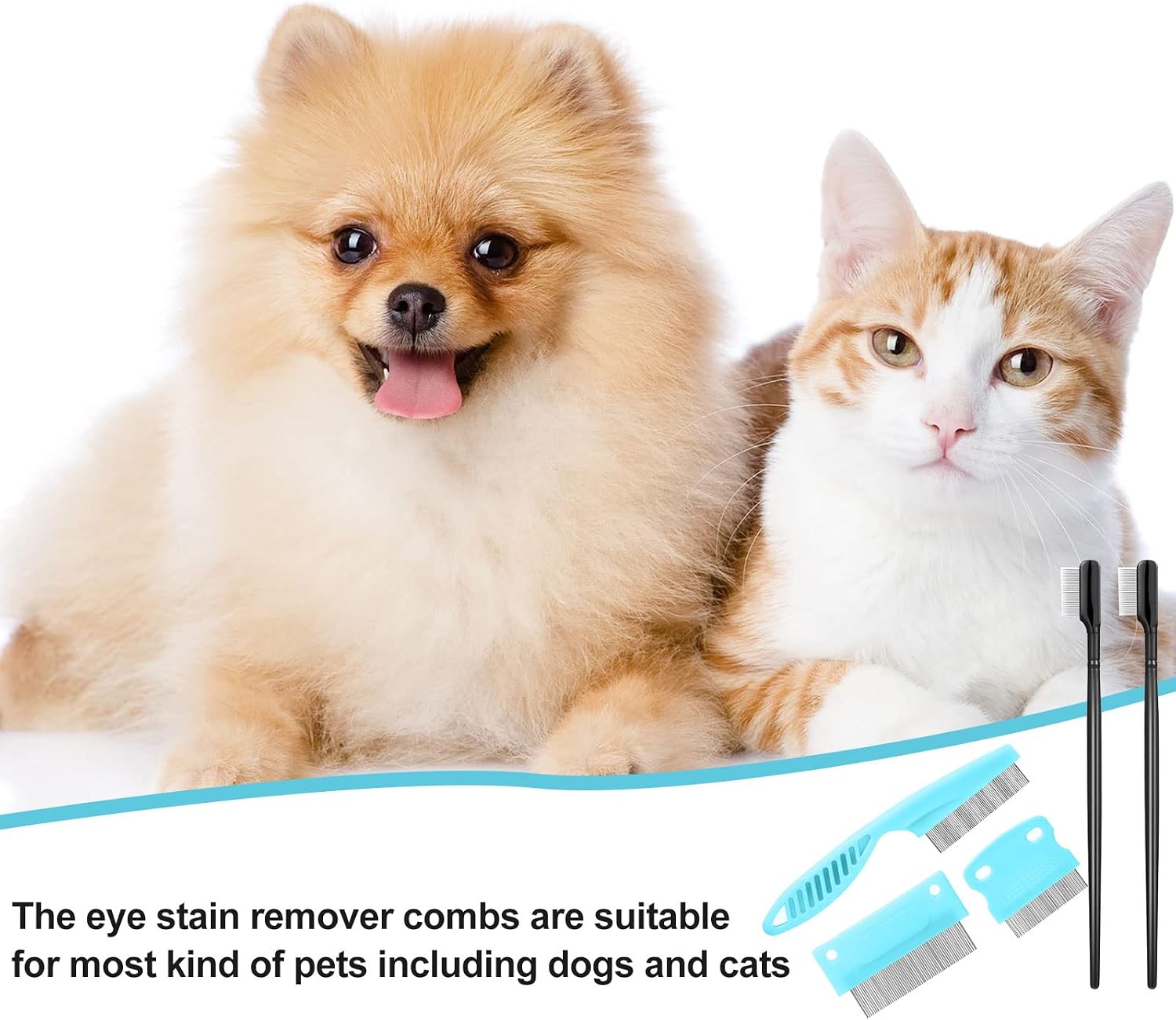 5 Pieces Dog Eye Combs Tear Stain Remover Combs Pet Grooming Comb for Small Dogs Gently Removing Eye Mucus and Crust (Light Blue, Black) - Image 7