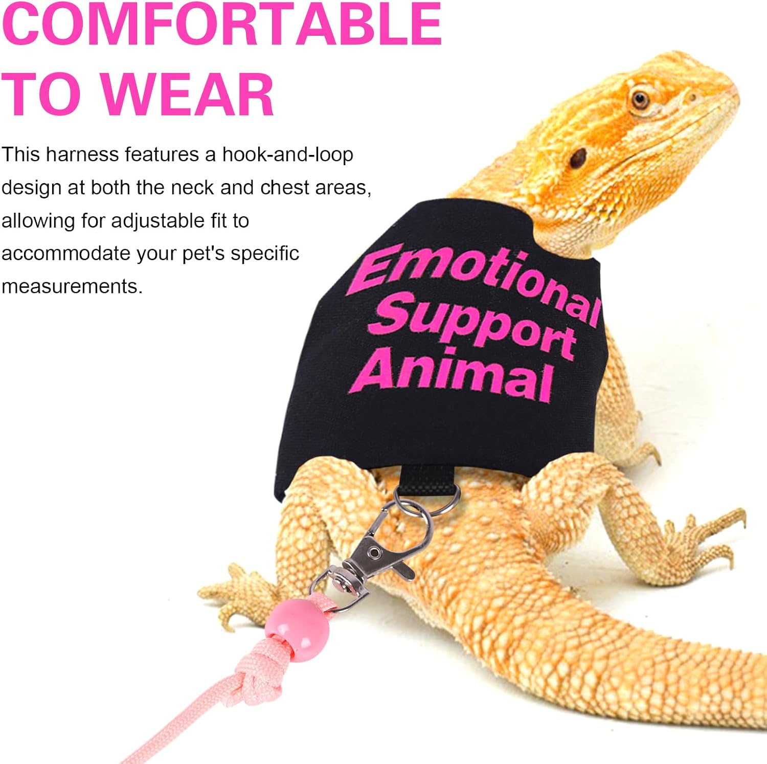 Bearded Dragon Harness and Leash Set Adjustable Reptile Lizard Leash Rope Vest Clothes Starter Kit Accessories for Small Animal Outdoor Walking Training - Image 4