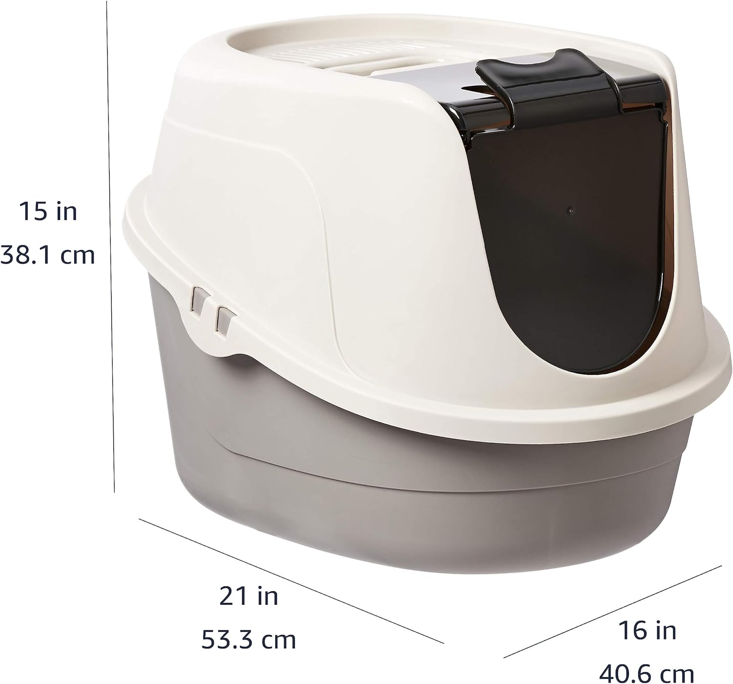 Amazon Basics No-Mess Hooded Enclosed Cat Litter Box with Odor Control and Swinging Door, Standard, 21" x 16" x 15", Multicolor - Image 6