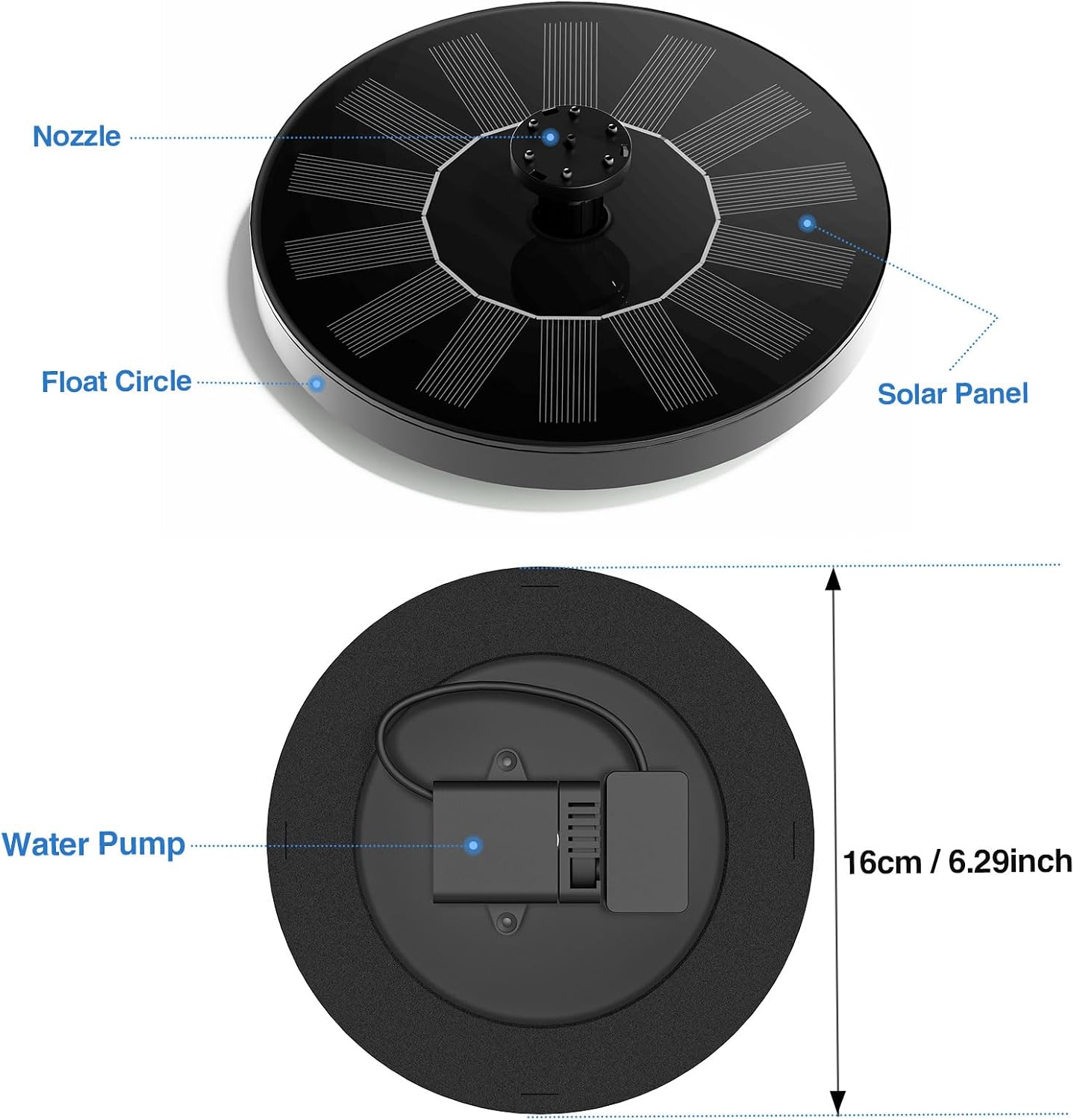 Solar Fountain Water Pump for Bird Bath, Floating Solar Powered Water Fountain Pump for Bird Bath, Garden, Pond, Pool, Outdoor (1.4W) - Image 4
