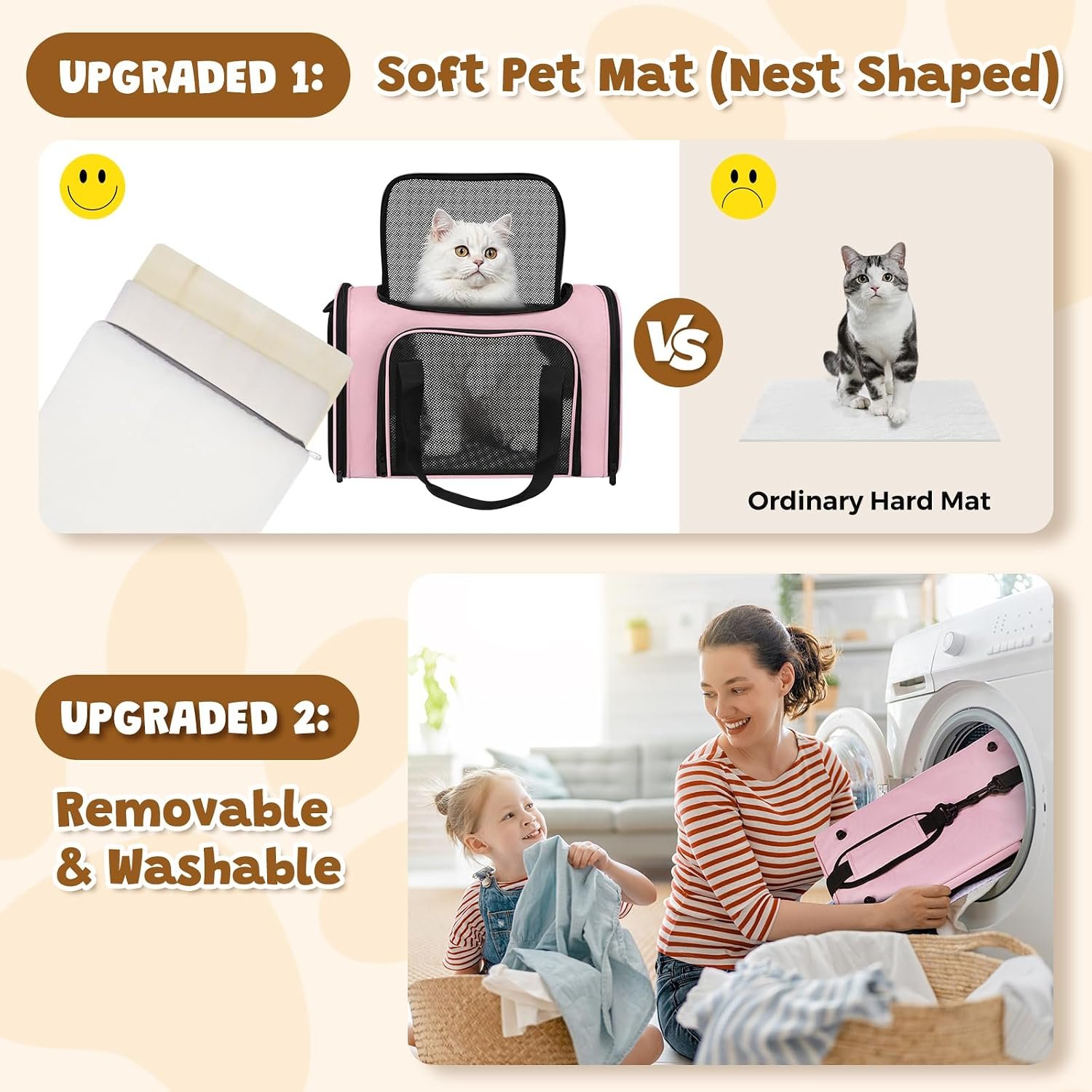 Cat Carrier Soft Up to 16 Lbs, Breathable Pet Travel Bag with Steel Frame | Lockable Zippers, Fits Small Dog, Kitten, Puppy,Rabbit,Medium Travel Carrying Case for Kennel Car Airline Transport,Pink - Image 5