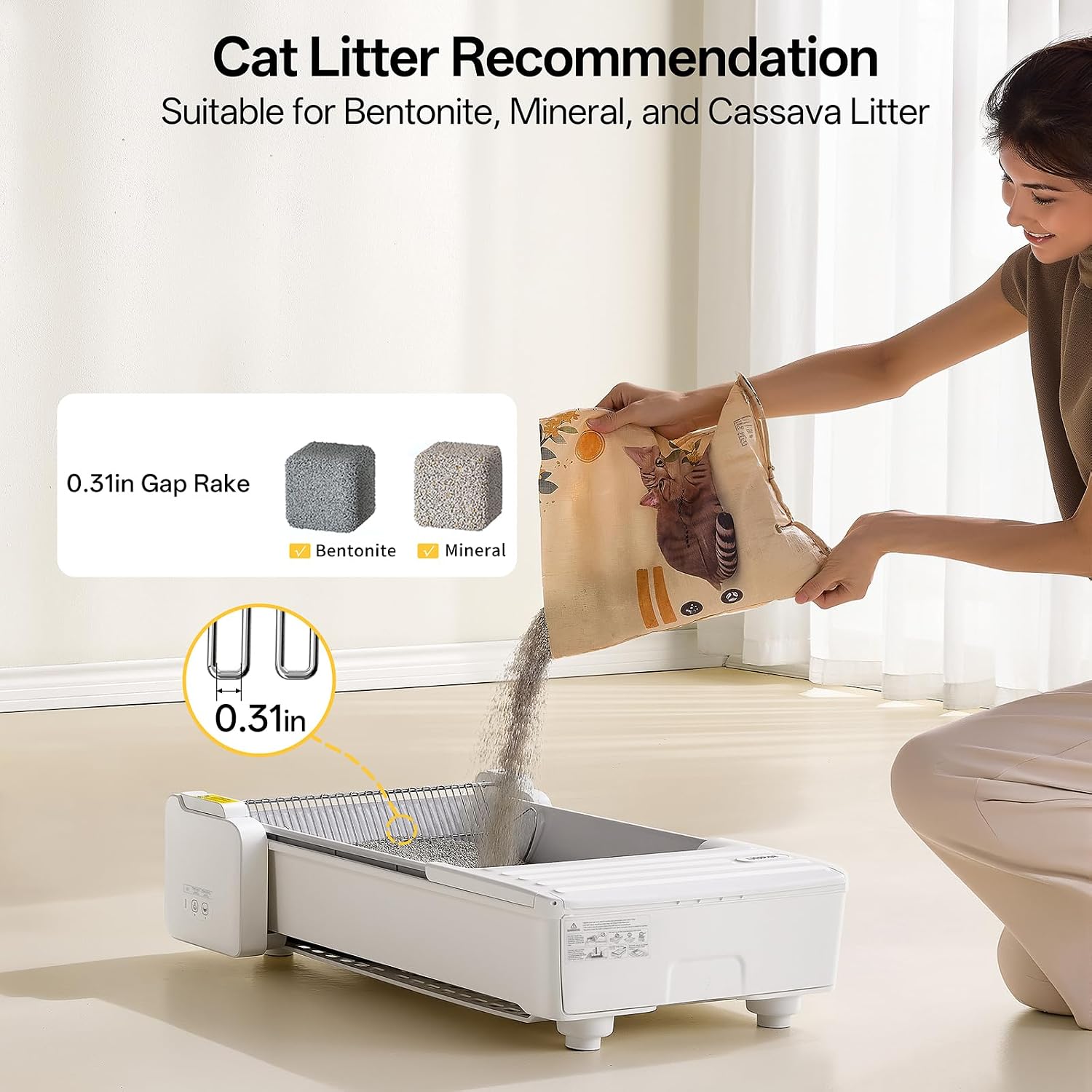 UBPET Open-Top Automatic Cat Litter Box, Self Cleaning Litter Box for Multiple Cats, Weight Sensors Safety Protection, Smart APP Control, Odor-Free Waste Disposal, Works with Bentonite Mineral Litter - Image 7