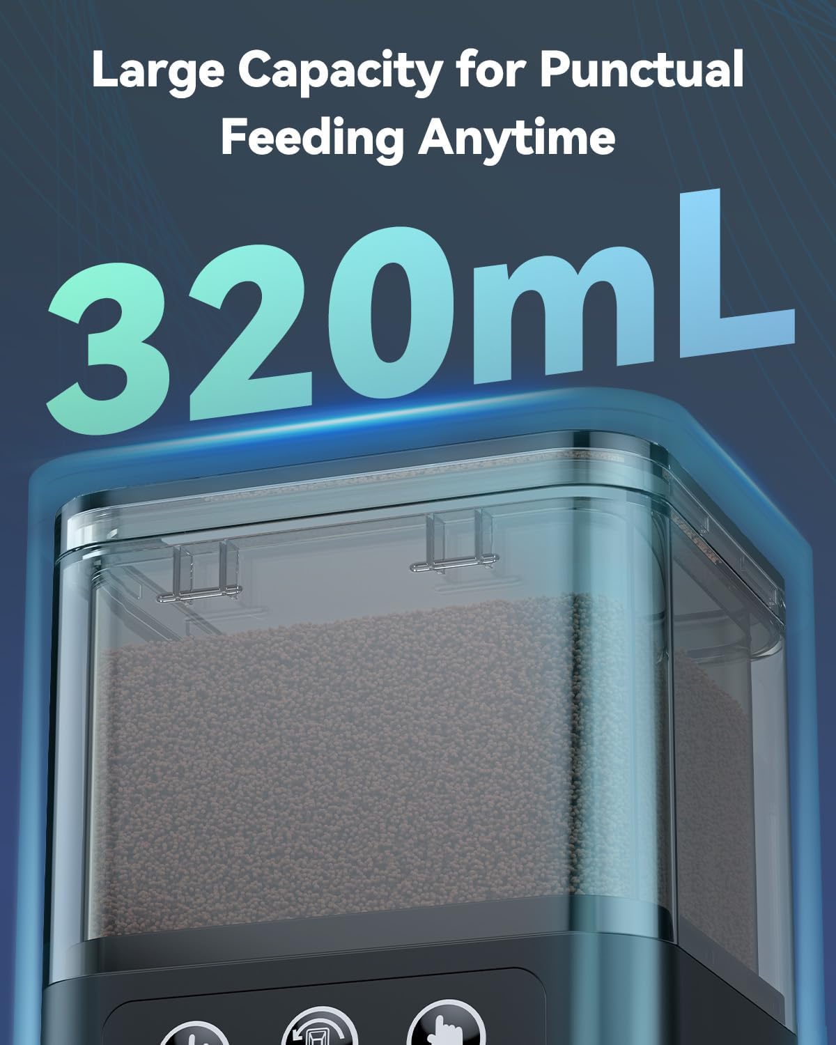 Pawfly Automatic Aquarium Feeder, USB Rechargeable 320 mL Auto Food Dispenser with Timer, Adjustable Vacation Feeder for Pellets, Granules and Powder - Image 2