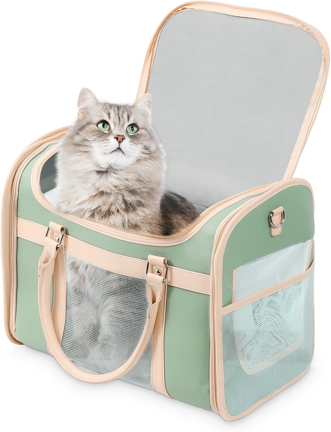 Luxury Mint Green PU Leather Pet Ca...