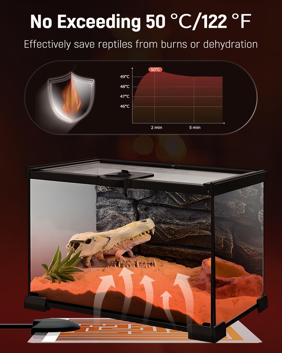 Pawfly 5 W Reptile Heat Pad 6 x 5.5 Inch Reptile Heating Pad Under Tank Terrarium Safe Fast Heating Mat Heat Mat for Turtles Frogs Snakes Lizards Geckos Hermit Crabs Spiders & Other Reptiles - Image 3