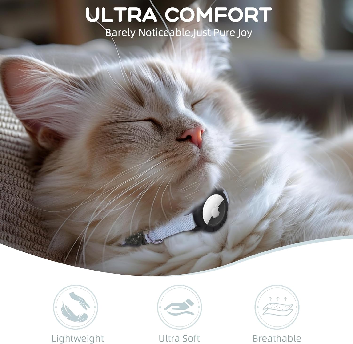 AirTag Cat Collars, Stretchy Collar with Air Tag Holder and Bell | Breakaway - Ultra Design Elastic - GPS Tracking Collars - Adjustable Size for Cats & Puppies 7.5-12.5" - (Blue) - Image 7