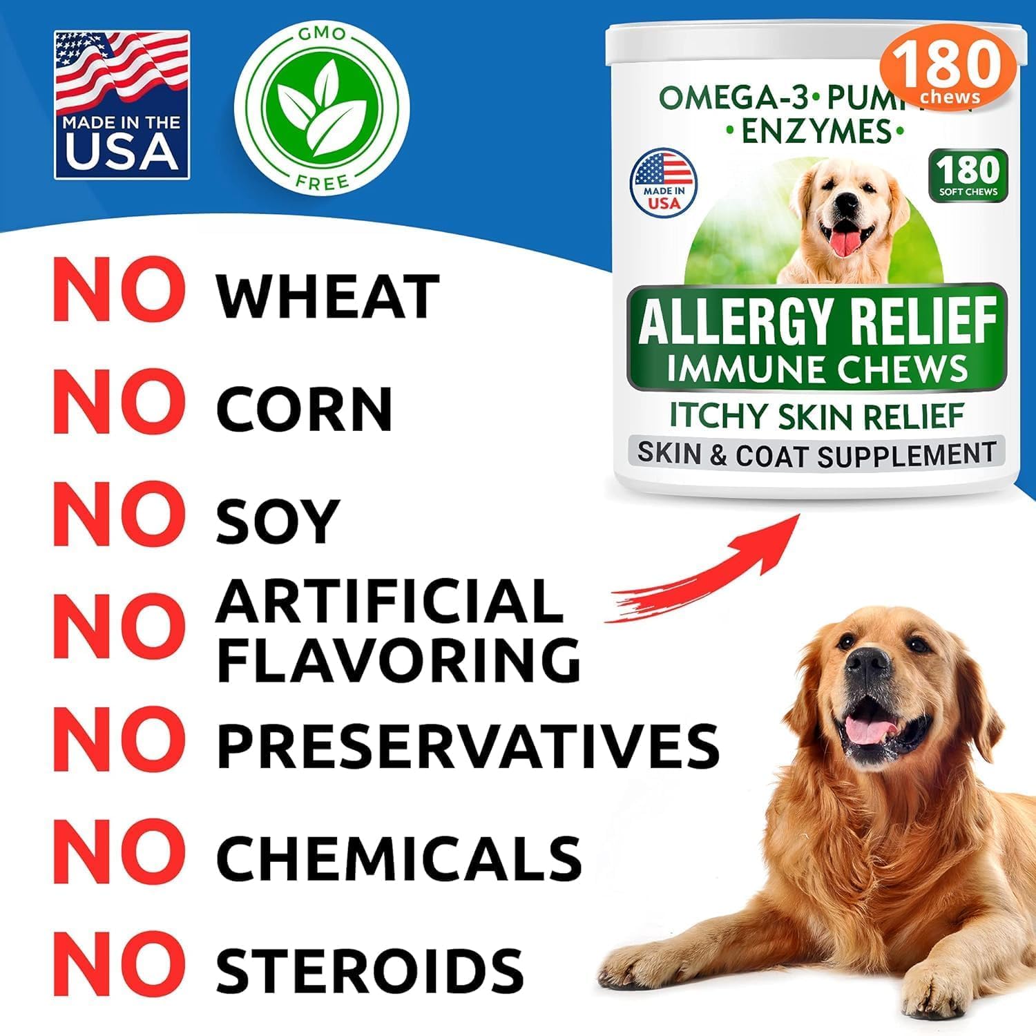 BARK&SPARK Dog Allergy Relief Soft Chews for Skin Health & Seasonal Allergies - Anti-Itch Supplement w/Omega-3, Quercetin & Bromelain Immune Treats for Dry Skin & Hot Spots - Chicken Liver - 180ct - Image 6