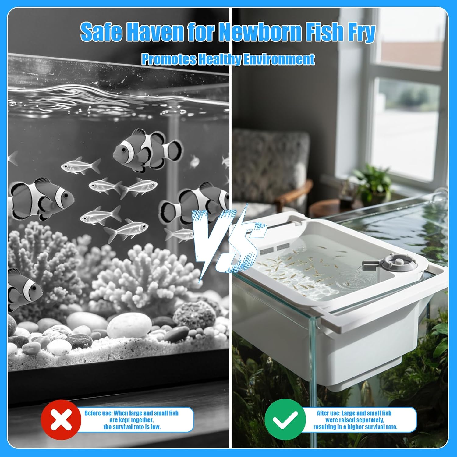Aquarium Fry Tray & Breeding Box Kit, Adjustable 3D-Printed Breeding Tray (9"-13.5") with Foam Filtration, Safe Enclosure for Newborn Fish Fry, Fits 10-20 Gallon Fish Tanks - Image 4