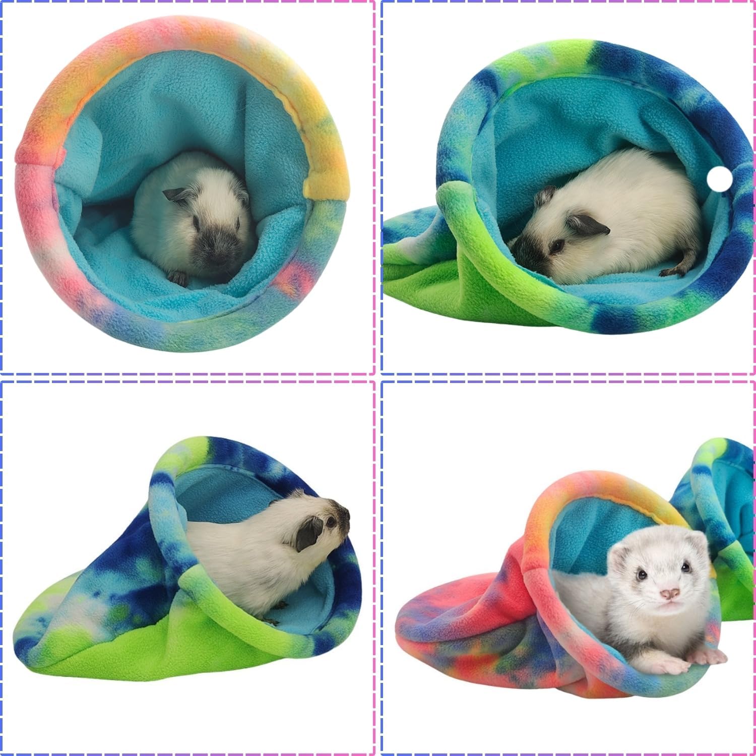 2 Pack Guinea Pig Snuggle Sack Soft Fleece Large Hideout Ferret Cozy Cave Hamster Sleeping Bag Small Animal Bed for Rabbit Bunny Chinchillas Rat Squirrel Hedgehog Cage Accessories (2 Pack, Large) - Image 8