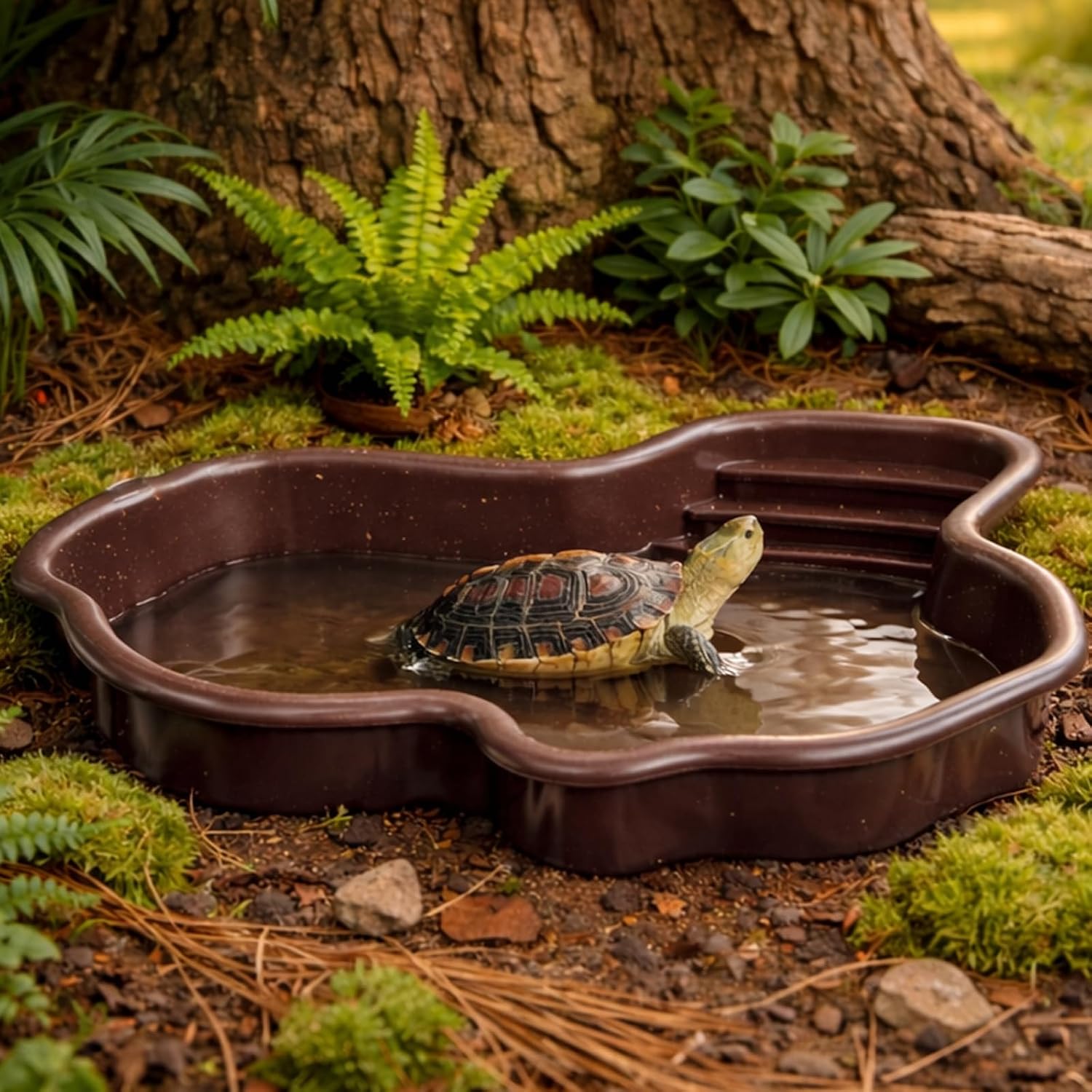Petmolico Large Reptile Water Dish with Non-Slip Bottom – Snake Water Bowl,Tortoise Habitat Accessories for Turtle,Gecko,Lizard,Bearded Dragon - Image 2