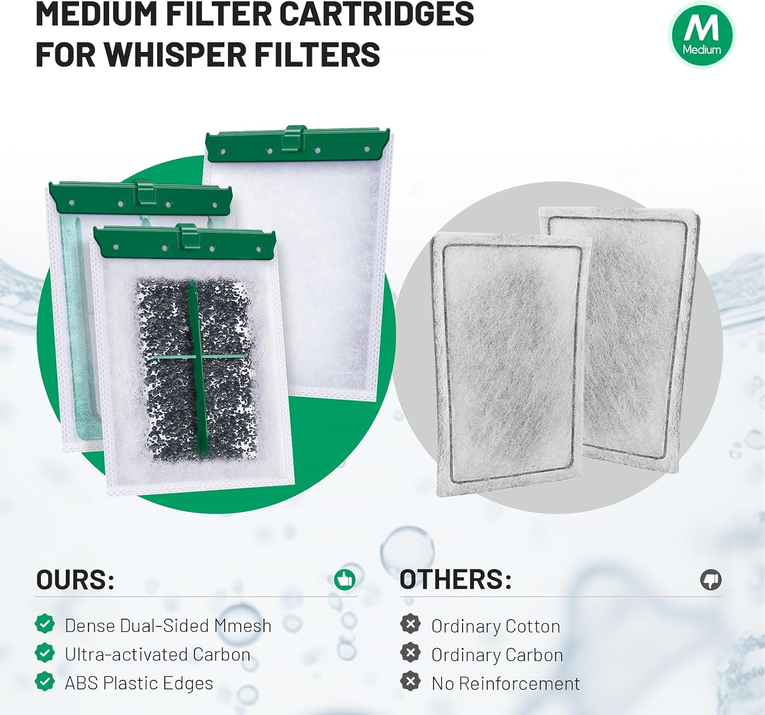 16 Count Medium Filter Cartridges Compatible with Whisper Bio Bag Filters, Large Aquarium Filter Cartridge for Whisper 10i/IQ10/PF10 and Repto Filter 90 GPH - Image 5