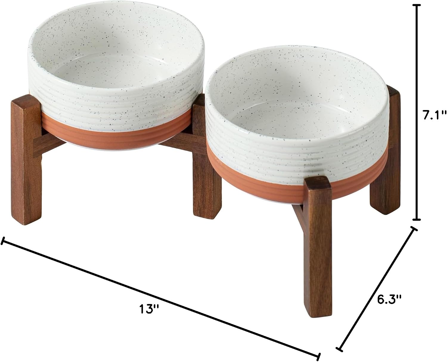 Havniva 6.1" Elevated Dog Bowls Ceramic Raised Dog Bowl with Non-Slip Stand (Acacia Wood) Two Height Options, Dog Food & Water Bowl for Small & Medium Breed Dogs - 3.4 Cups 27 oz - Image 7