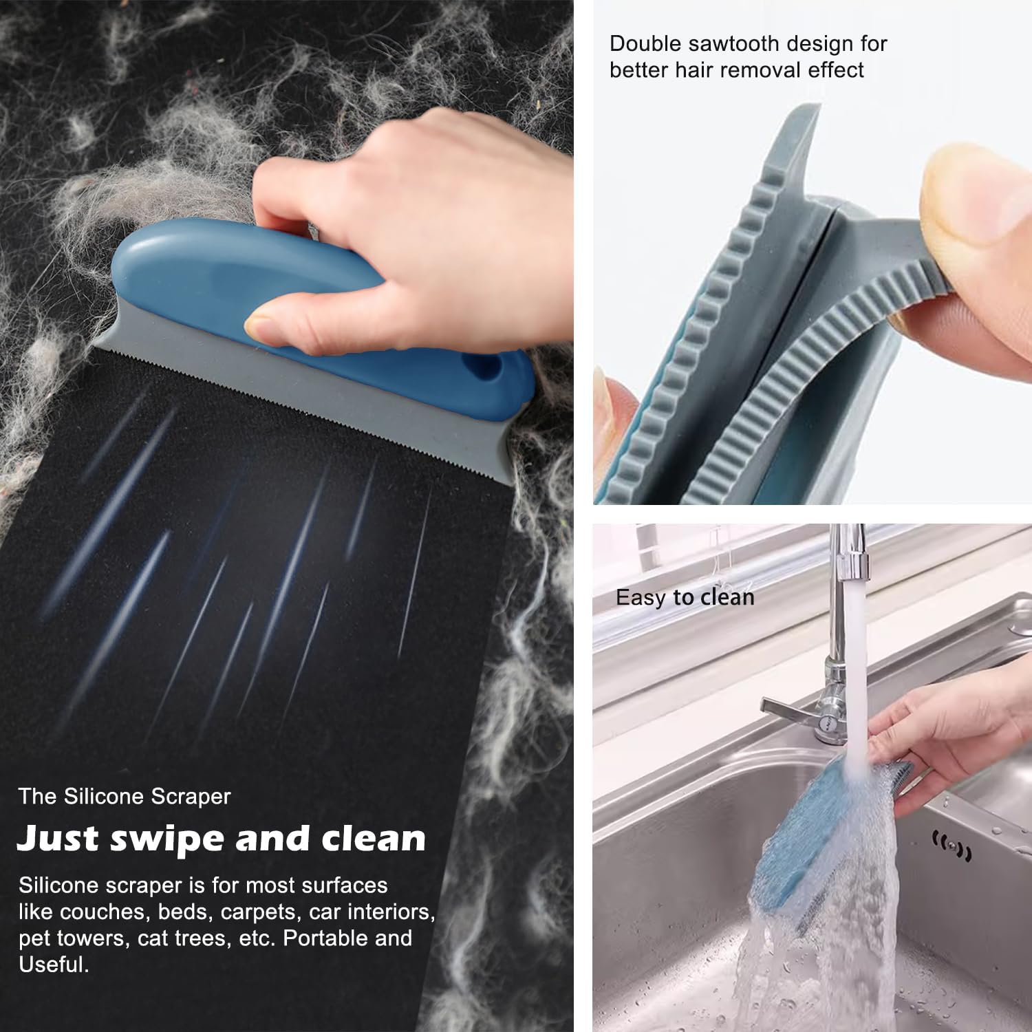 Pet Hair Remover 3-Pack, Dog Cat Hair Remover, Lint Shaver Cleaner Pro, Fur Removal Tool, Portable Carpet Scraper, Fuzz Rollers Hairball Brush for Carpets, Clothes, Car Mats, Couch, Pet Bed, Furniture - Image 4