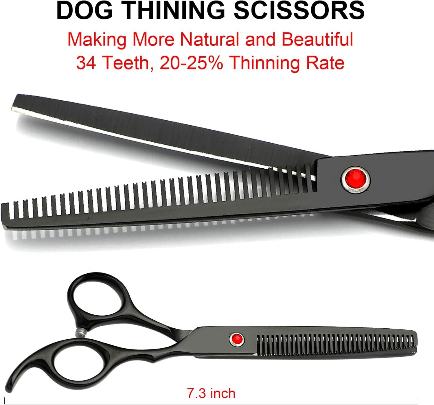 TINMARDA Dog Grooming Kit, Titanium Black Stainless Steel Dog Grooming Scissors with Curved Shears, Black Finger Rings - 5 Piece Sharp Durable Pet Shears for Dogs Cats At Home Salon-Quality Grooming - Image 2