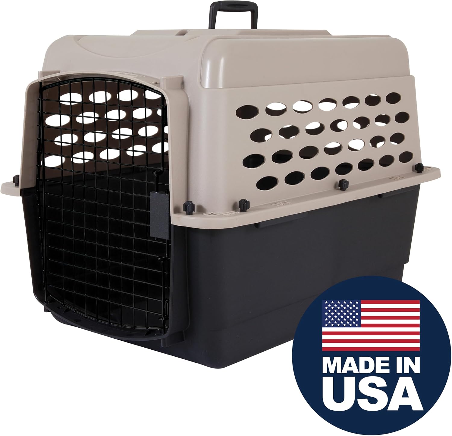 Petmate Vari Dog Kennel - Portable Dog Carriers & Crates for Medium Dogs, Airline-Friendly, Durable Plastic, Pet Carrier For Home and Travel, 28 Inches, Taupe and Black | Airline friendly pet carrier, durable plastic shell, great at home and on trips, secure travel design, easy to transport - Image 2