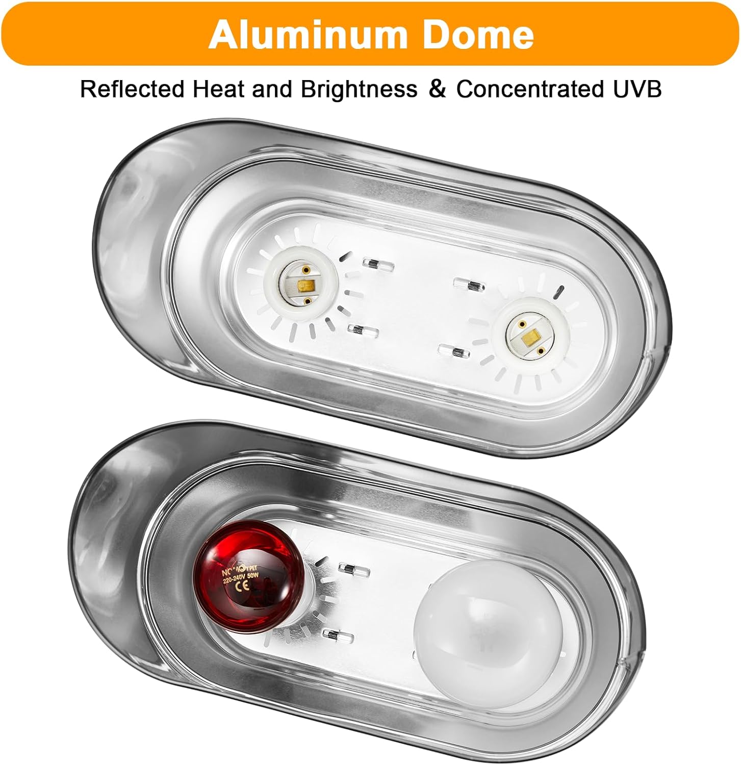 Dual Reptile Light Fixture with Switches, Reptile Heat Lamp Fixture, Reptiles Terrarium UVB Bulb Fixture for Bearded Dragon, Max 160W Each (Bulb Not Included) - Image 4