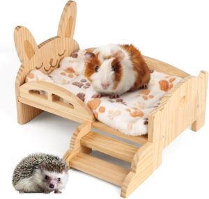 Wooden Guinea Pig Bed with Mat 13.5...