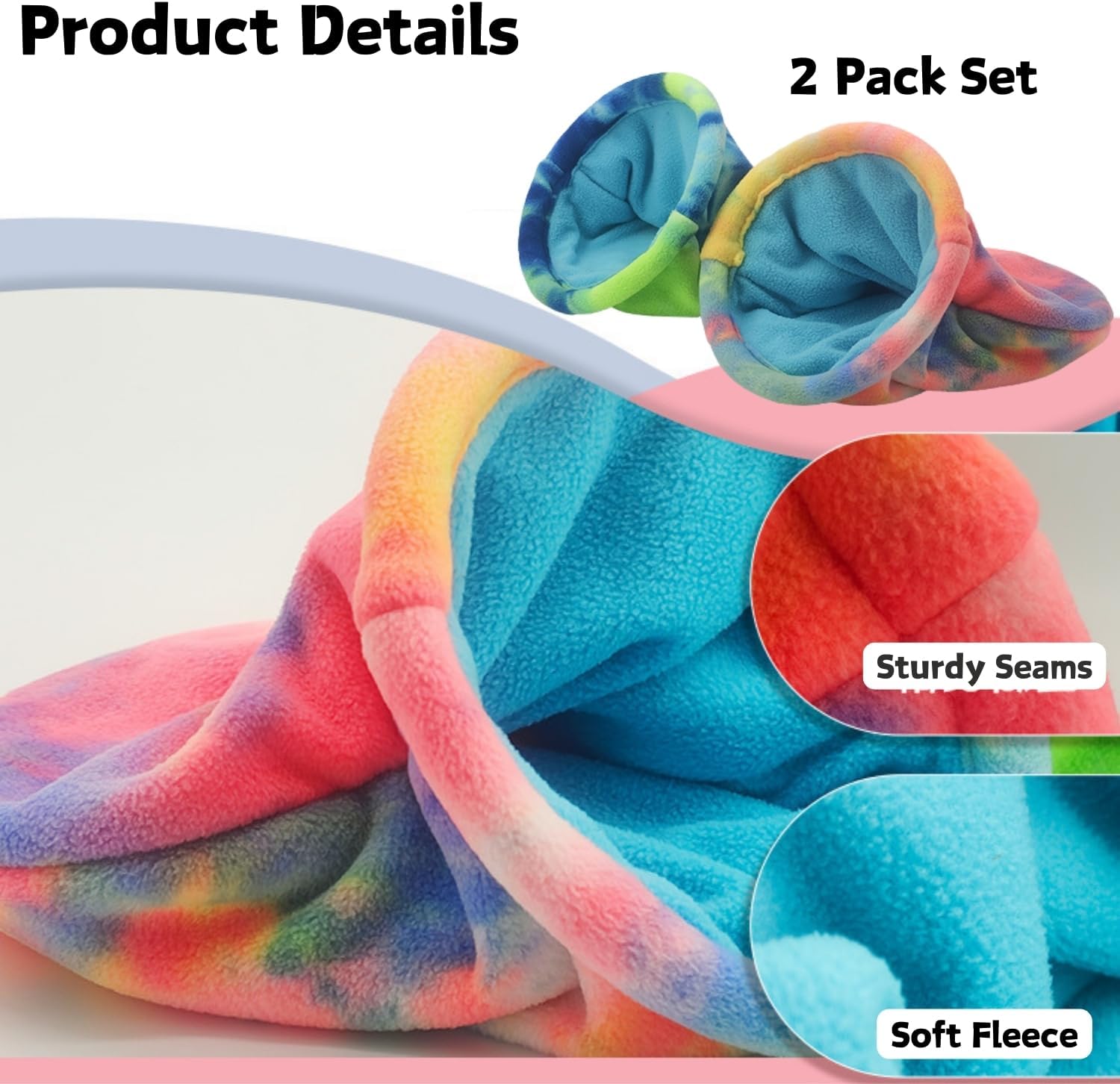 2 Pack Guinea Pig Snuggle Sack Soft Fleece Large Hideout Ferret Cozy Cave Hamster Sleeping Bag Small Animal Bed for Rabbit Bunny Chinchillas Rat Squirrel Hedgehog Cage Accessories (2 Pack, Large) - Image 3
