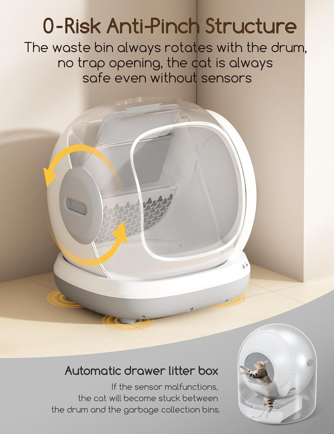 Meowant Self Cleaning Litter Box, Automatic Litter Box Self Cleaning with APP Control, 75L Extra Large Open Low Entry Smart Cats Litter Boxs for Multi-Cat Compatible Senior Cats Large Cats - Image 4