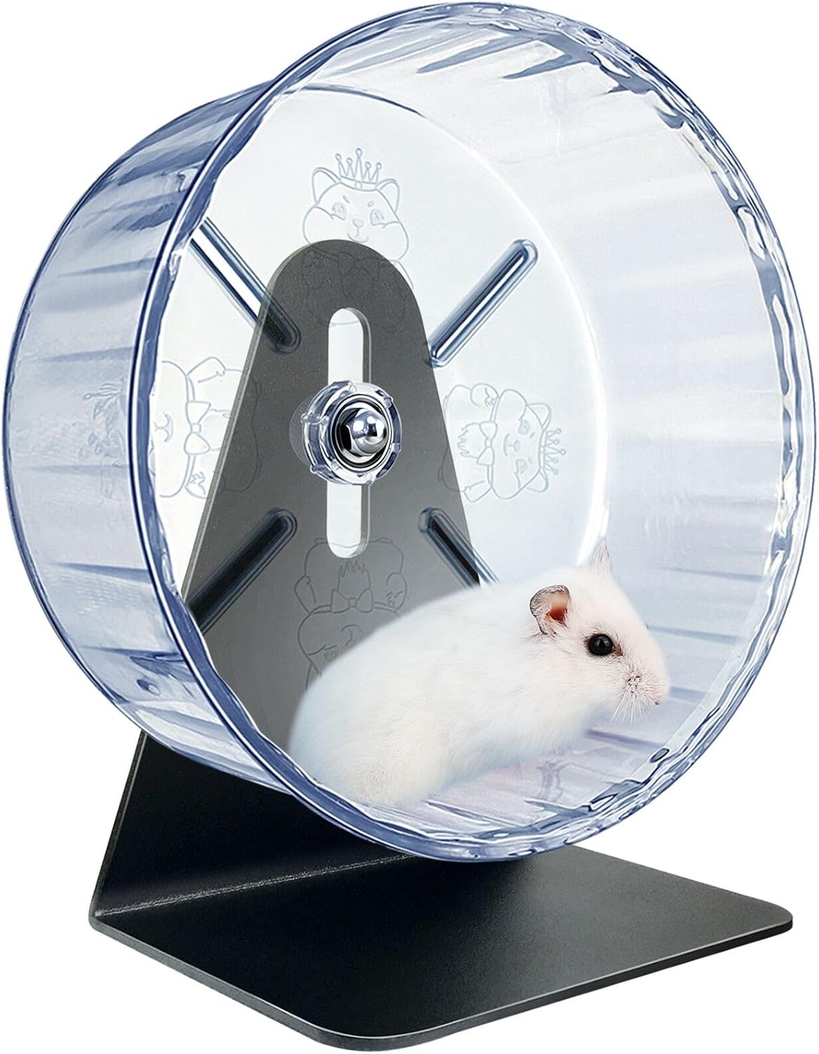 Super Silent Hamster Exercise Wheel - Adjustable Stand, Quiet Rat Wheel ( 6 inch, Transparent)