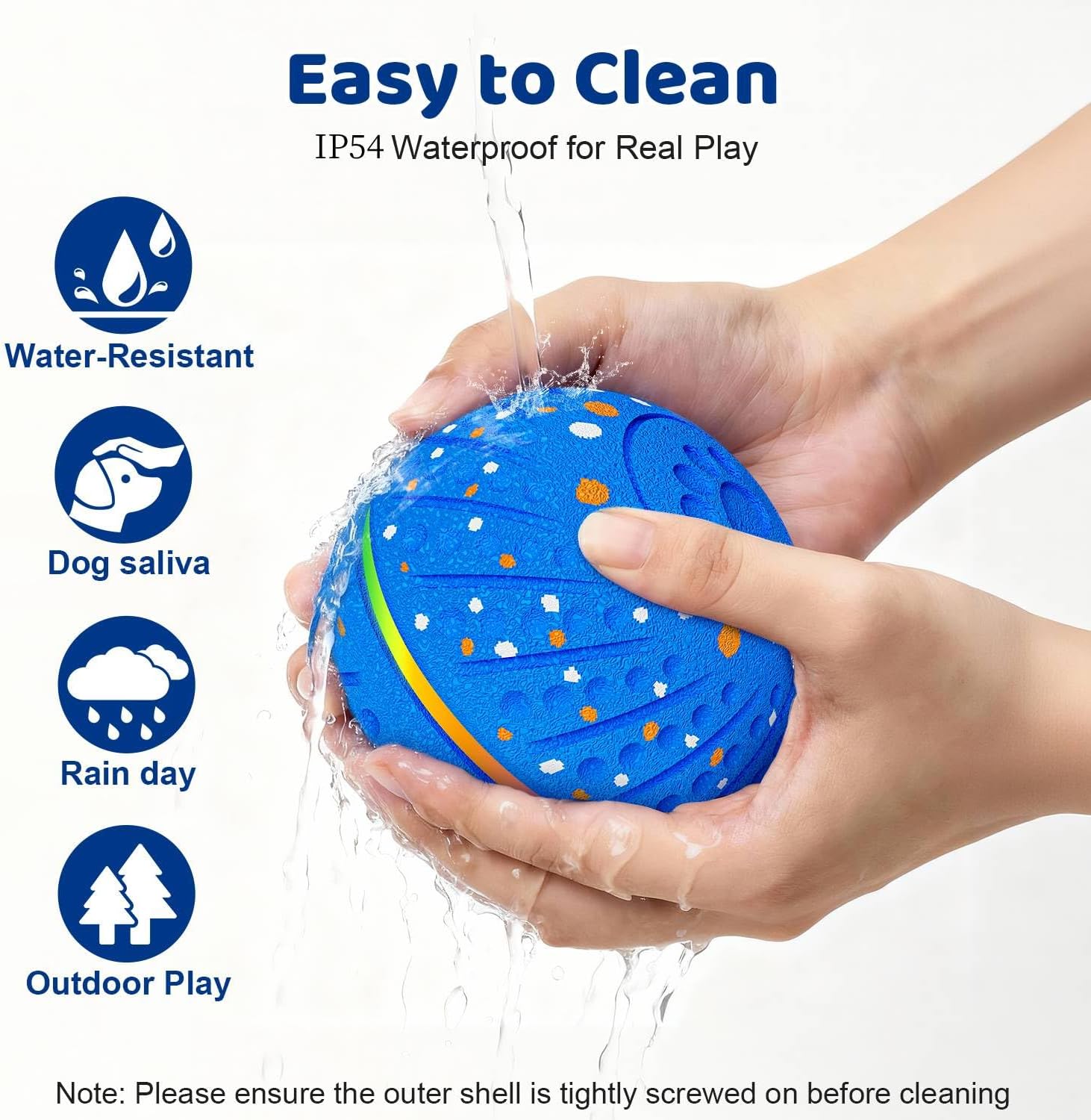 Smart Interactive Dog Toys Ball for Aggressive Chewers Medium Large,E-TPU | Auto-Moving & Bouncing Ball, 2 Modes with RGB Lights & Bird Sounds,Bite-Resistant Rope, IP54 Waterproof, Type-C Fast Charge - Image 7