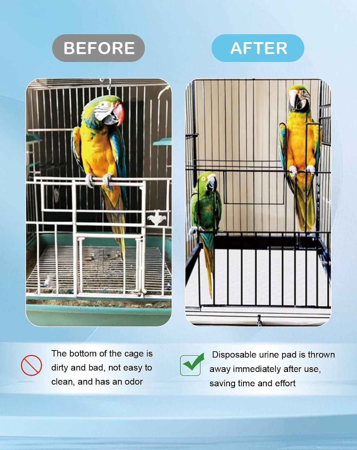 Disposable Bird Cage Liner Birds Cage Liners Super Absorbent Birdcage Liners Parakeet Cage Training Accessories with Quick-Dry Surface for Cockatiels Canaries Parrots - Image 3