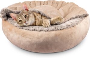 JOEJOY Small Dog Cat Bed With Hoode...