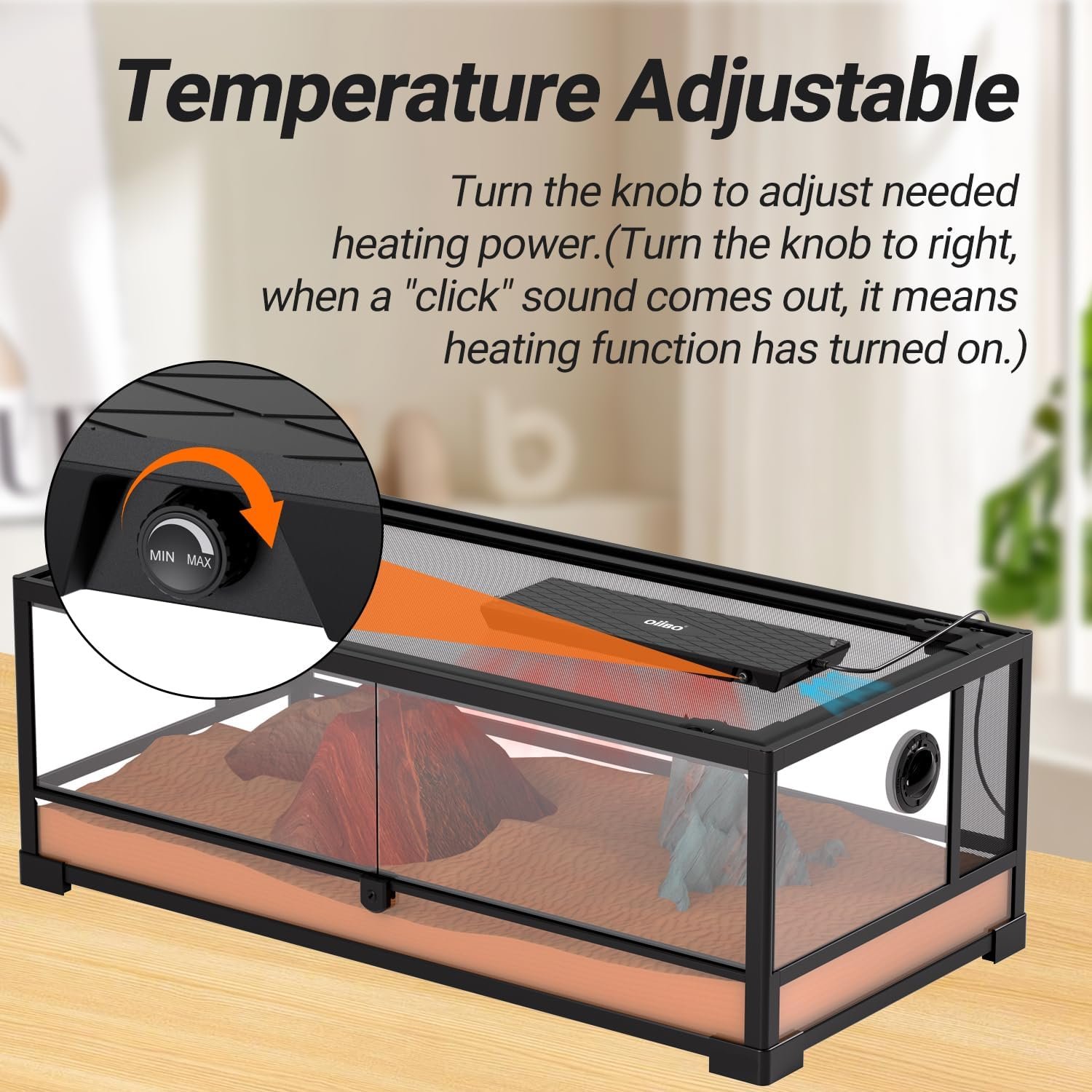 Reptile Heat Panel Adjustable Temperature 60W Reptile Heater for Terrariums, Energy Efficient & Non-Light Reptiles Heating Plate for Snakes,Crested Gecko,Leopard,Turtles - Image 3