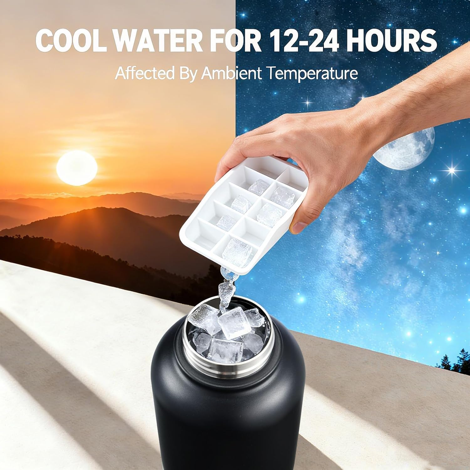 Cibaabo Insulated Dog Water Bottle 32oz Keep Water Cool with 2 Bowls | Travel Feeding & Hydration | Stainless Steel Double Wall Thermos | Portable Pet Dispenser | for Dog & Owner | Hiking Beach - Image 3