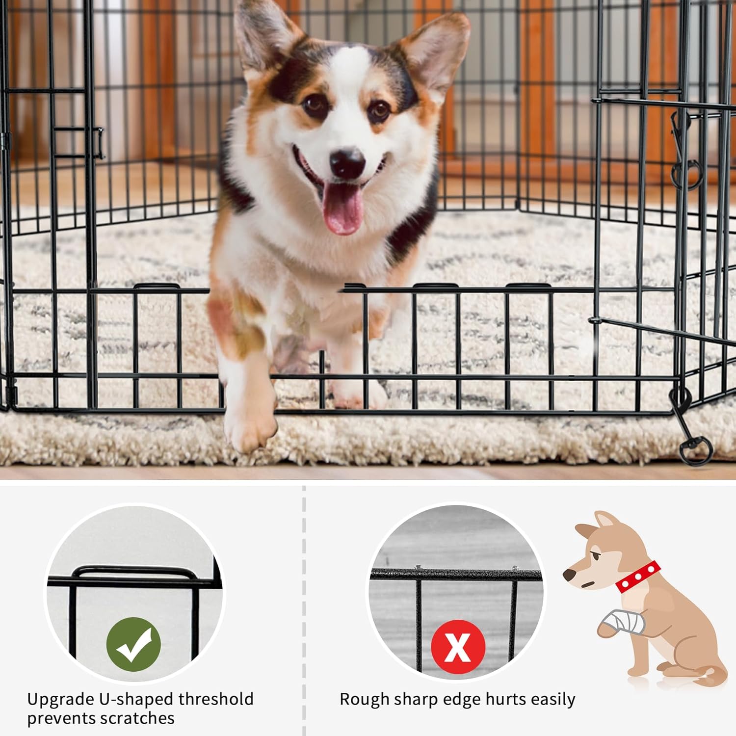 PETIME Foldable Metal Dog Exercise Pen/Pet Puppy Playpen Kennels Yard Fence Indoor/Outdoor 8 Panel 24" W with Top Cover and Bottom Pad (Playpen+Bottom+Top Cover, 8 Panels 24" H) - Image 5