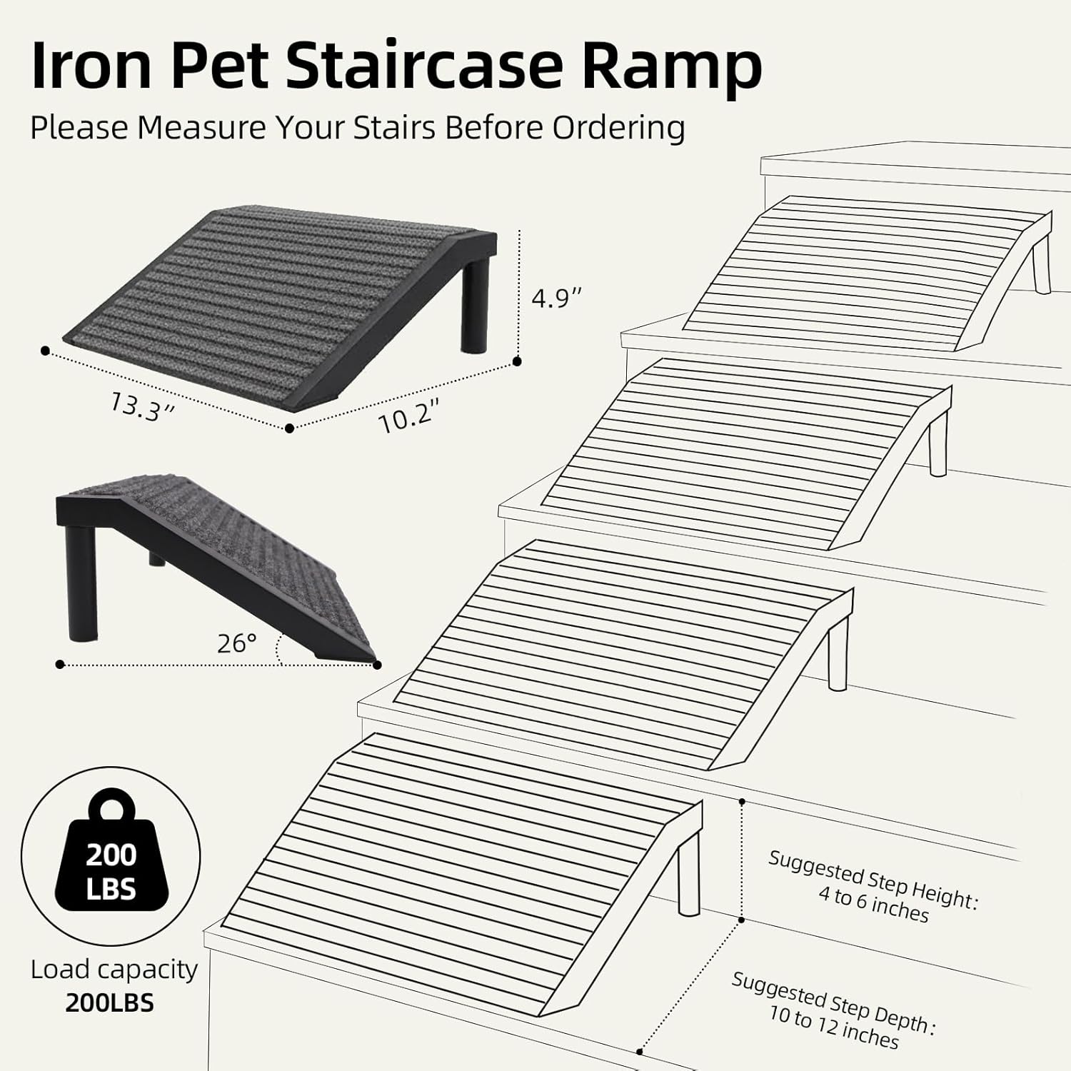 Dog Ramp for Stairs – Non-Slip Pet Steps with Locked-in Carpet & Iron Frame, Helps Senior Dogs & Small Breeds Climb Safely (2-Pack) - Image 2