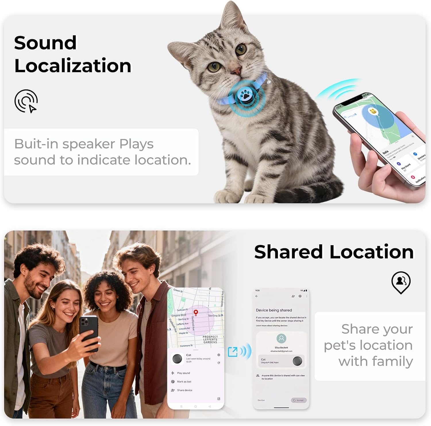 Cat GPS Tracking Collar (iOS & Android), Mini Bluetooth GPS Dog Tracker | Pet Activity Monitor No Monthly Fee, Works with Apple Find My and Google Find Hub, Pet and Item Finder Tag, 1 Pack (Blue) - Image 4