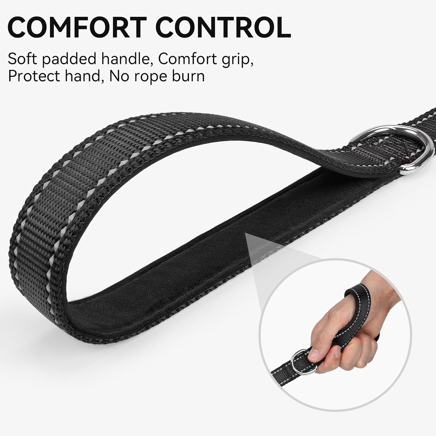 Joytale Dog Leash, 6 FT Double-Sided Reflective, Padded Handle Nylon Heavy Duty Leashes for Medium & Large Dogs Walking, Black - Image 3