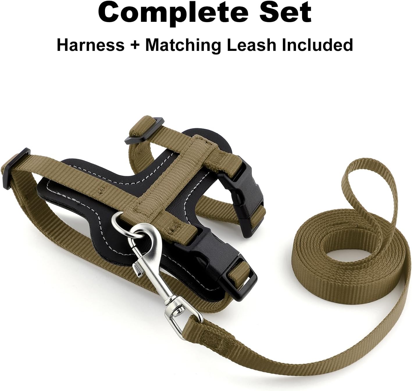 Plutus Pet Adjustable Cat Harness and Leash Set, Quick Release, Escape Proof Nylon Vest with Leather Trim for Kitten, Small Medium Large Cats, Brown - Image 2