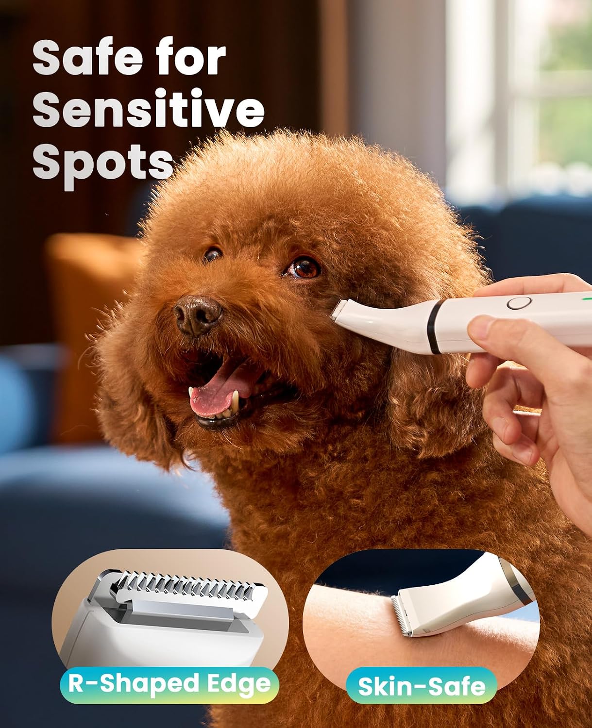 oneisall Dog Paw Trimmer, Small Dog Clippers with Double Blades | Low Noise, Gentle Skin-friendly Design, Cordless Precision Pet Hair trimmer for Grooming, for Paws, Eyes, Ears, Face, Rump - Image 4