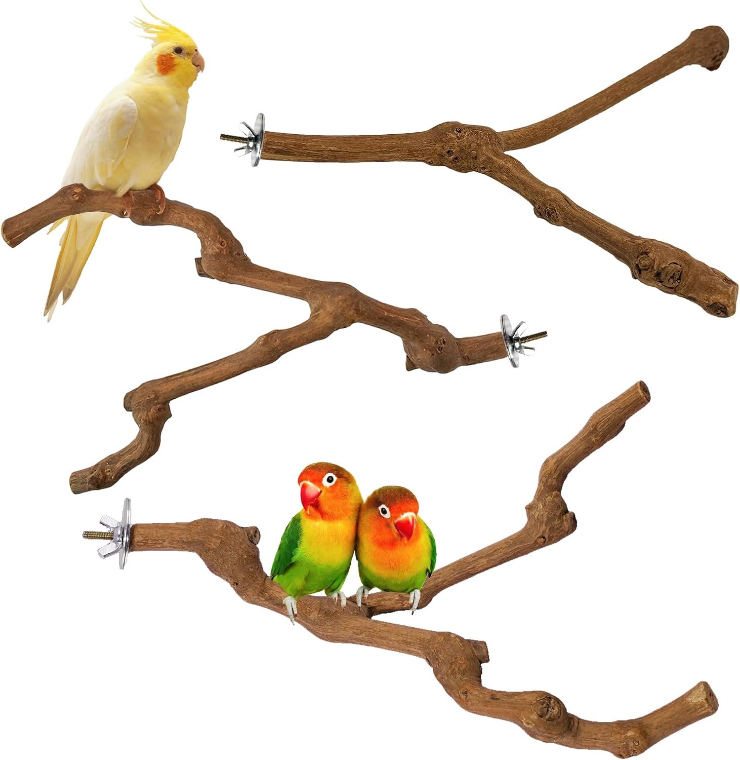 3PCS Bird Perch Natural Grape Stick...