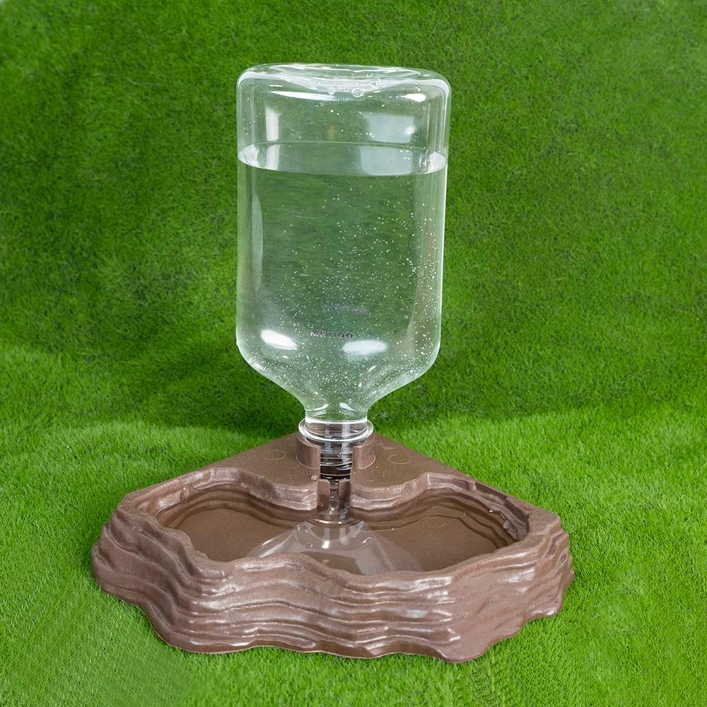 Reptile Lizard Bearded Dragon Water Bowl Dish Dispenser,17oz,Brown | 17oz Terrarium Tank Reptile Food Bowl,Water Feeder Automatic Dispenser Feeding,Geckos Lizards Turtle Bearded Dragons - Image 3